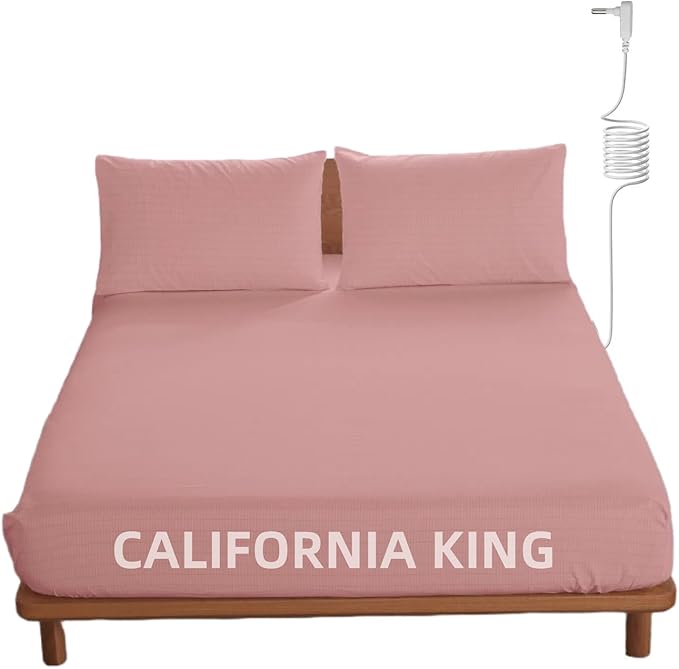 OKOHEY Grounding Fitted Sheets with 15ft Earthing Cord, California King Size, 90% Organic Cotton + 10% Silver Fiber, Soft & Breathable Grounded Sheet for Better Sleep and Enhanced Wellness, Pink