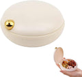 Cute Pill Holder for Purse, Daily Pill Organizer 4 Times a Day, Pill Travel Case, Portable Round Daily Pill Case Dispenser Organizer Containers (Beige)