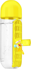 2-in-1 Water Bottle Medicine Box, Portable Pill Box Water Cup 20 oz Sports Water Bottle with 7 Day Pill Organizer