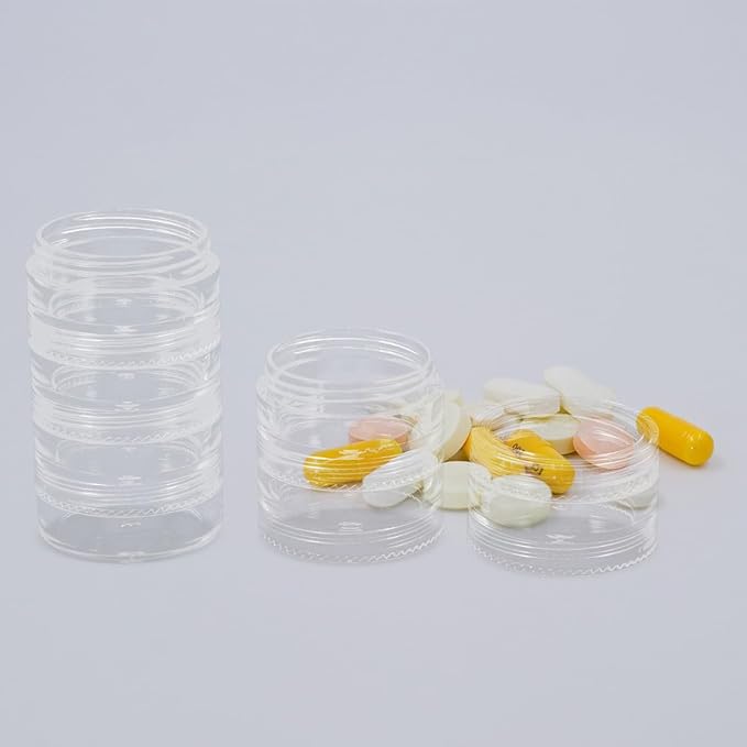 2-Pack 7 Day Pill Organizer Large Travel Medicine Storage Box with 3 Compartments Weekly Stackable Vitamin Case