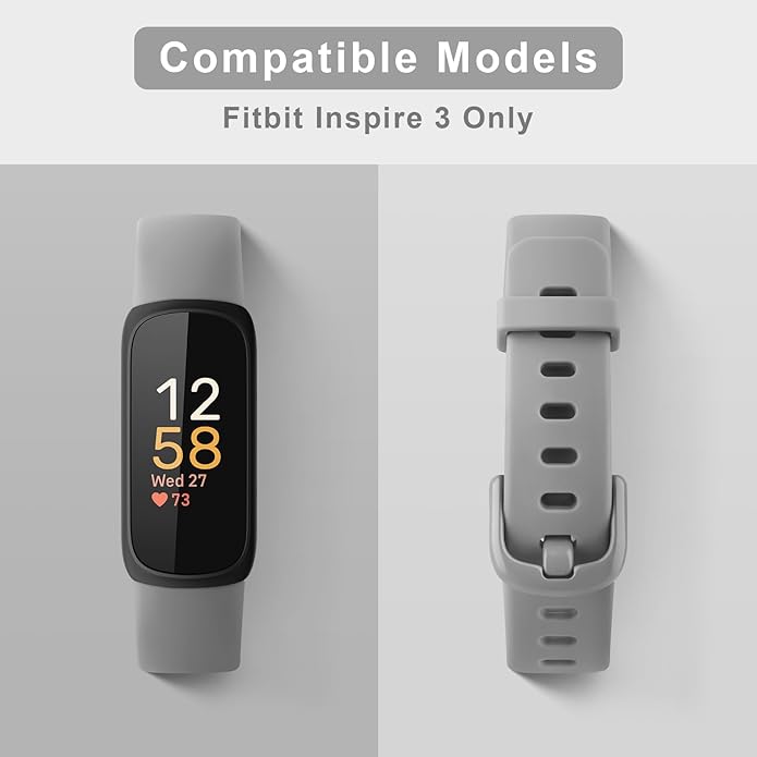 6-Pack Bands for Fitbit Inspire 3 Bands for Women Men, Soft Silicone Adjustable Wristband Replacement Straps Compatible with Fitbit Inspire 3 Fitness Tracker