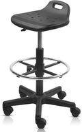 Drafting Stool Chair with Footrest, Ergonomic Breathable Seat Adjustable Height 360° Swivel Rolling Stools, Tall Office Chair for Standing Desk, Spa, Counter, Medical, Salon, Black