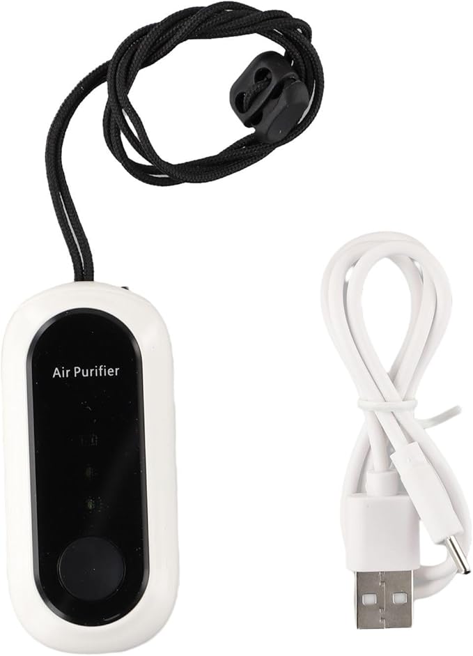Negative Ion Air Purifier Portable Hanging Neck 7000MAh Personal Rechargeable For Home Travel(White)