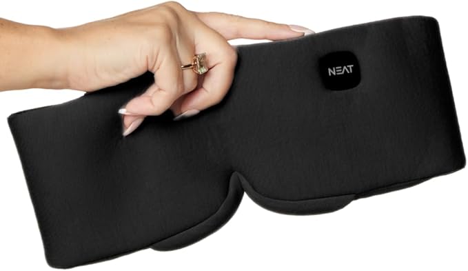 Heated Eye Mask - Cordless Eye Mask for Dry & Tired Eyes - 4 Adjustable Temperature Settings - Rechargeable and Light Blocking, Washable Cover for Cleaning (Black Night)
