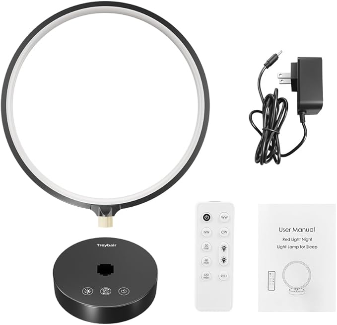 Red Light Therapy for Sleep 670nm Wavelength Timing and 5 Brightness Red Lights Lamp,4 Colors with Touch or Remote Control Decorative Lamp for Bedroom
