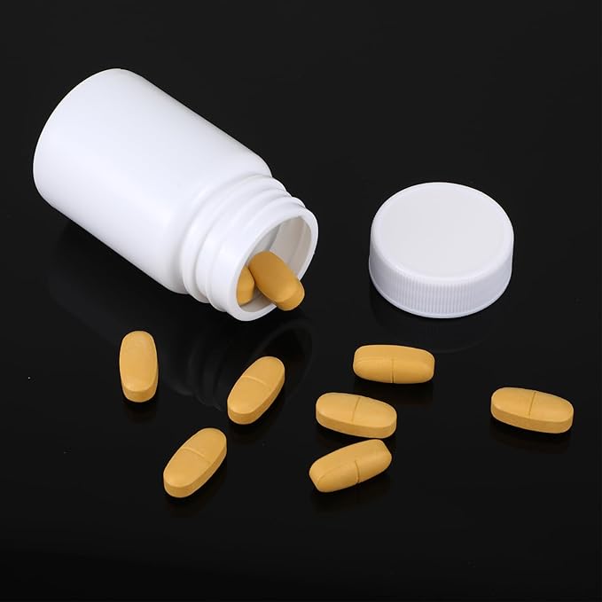 6Pcs Pill Bottle White 50ml Empty Clear Plastic Pill Bottles Medicine Bottles with Screw Caps Empty Reagent Bottle Containers for Pills, Vitamins, Liquid Solid