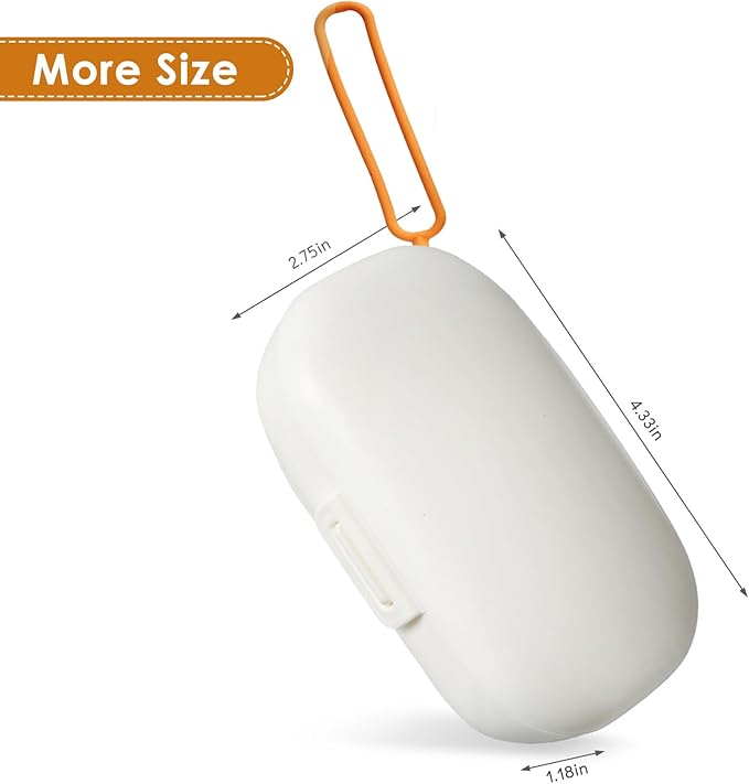 Travel Pill Organizer, Daily Pill Case for Vitamins, Pocket Medicine Organizer, 7 Day Divider Leak-Proof Portable Pill Case with Lanyard (White)