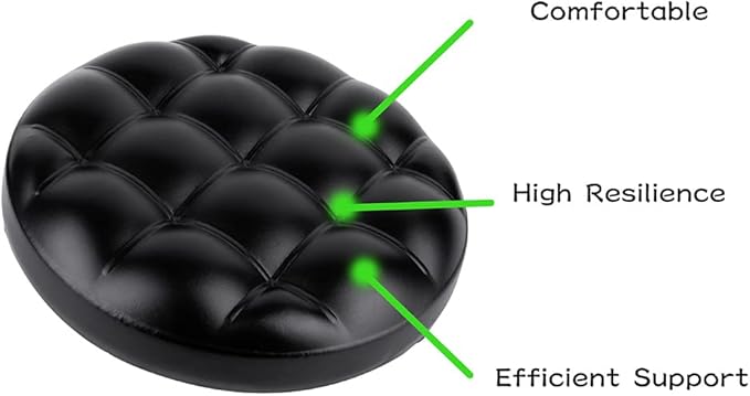 Pedicure Stool Low Roller Seat,Swivel stools Round Stool with Wheels, Black Low Chair with Wheels,PU Leather (Black StyleB)