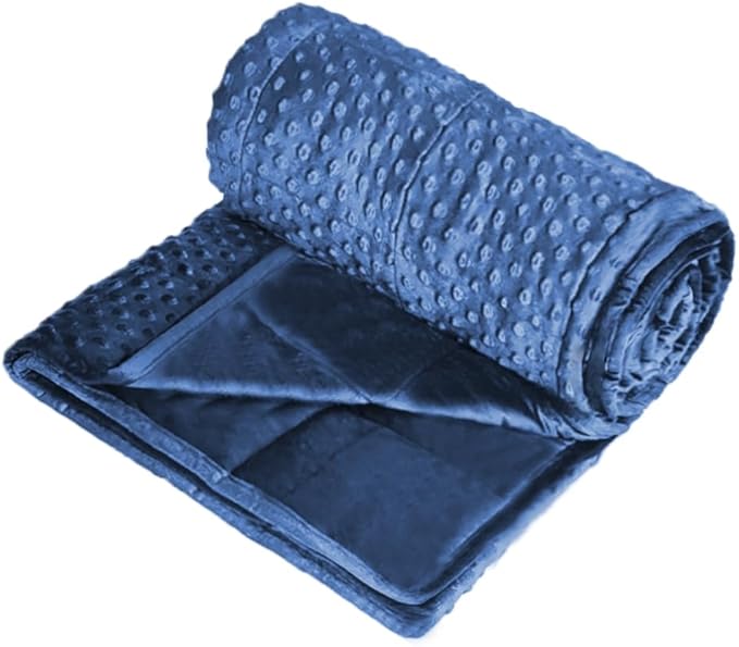 ALANSMA Reversible Weighted Blanket for All Season, Luxury Velvet, Warm and Cool, Adult 10Lb Blue Weighted Blanket, Enjoy Sleeping Anywhere(Blue,48"x72" 10lbs)