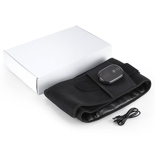 Cordless Heating Pad for Back Pain Relief, Rechargeable Lower Back Heating Belt with 5 Heat Levels and 3 Vibration Massage, Wearable Heated Back Brace for Waist, Abdomen, Muscle Relaxation