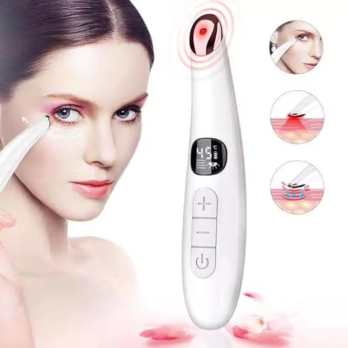 Eye Bliss Pro - Heated Eye Massager with Adjustable Stainless Steel Tip, LED Light Therapy & Gentle Massage for Dry Eyes, Fine Lines, and Collagen Stimulation - at-Home Spa Treatment