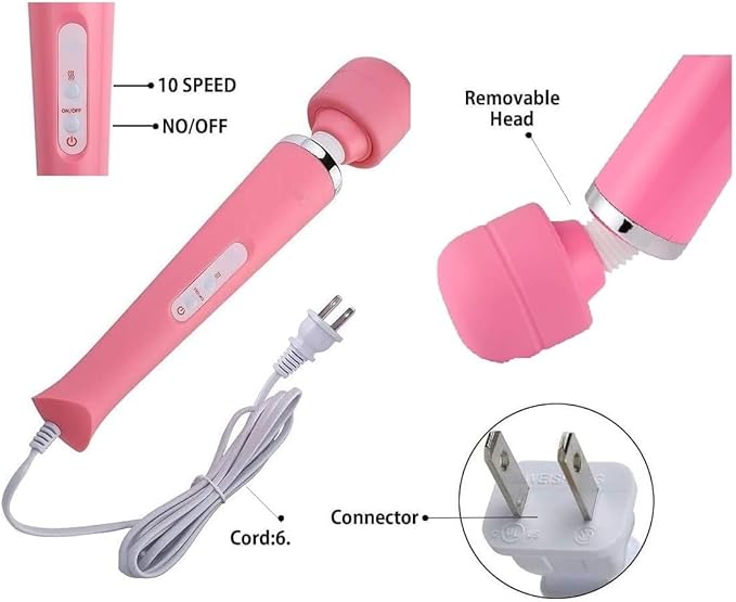 Power Massager Handheld Tool Electric Foot Neck Back Hand Leg Arm Shoulder Muscle Aches for Women Men Therapy Pain Relief Massage Tool Pink Massage