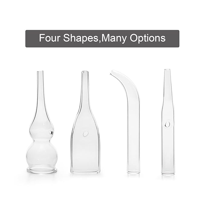 Elitzia Four Types of Acne Blackhead Absorbing Glass Tube Types Multiple Use Electrotherapy Beauty Machine Accessories 10/Set of The Same Type ETD215SA (Curved)