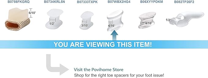 Povihome 10 Pack Gel Bunion Corrector and Toe Spacers Separators and Straightener Orthotics (4/10''Thick) for Sports Activities, for Men and Women Overlapping Toes, Bunion Pain Relief - Small Size