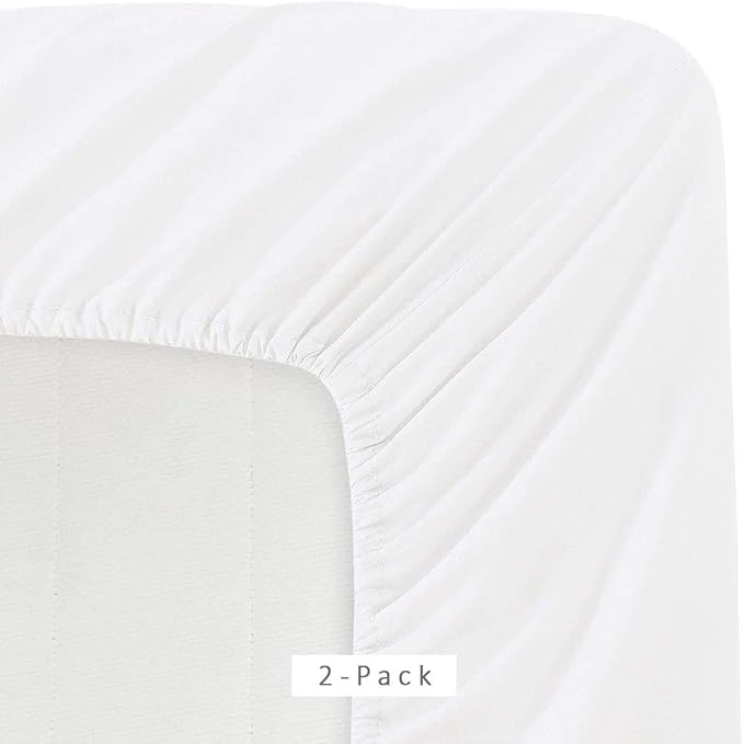 2 Pack Fitted Hospital Bed Sheets – 36” x 84” x 12” | Ultra Soft Double Brushed Microfiber | Deep Pocket Sheet with Full Elastic | Breathable, Durable & Wrinkle-Resistant – White