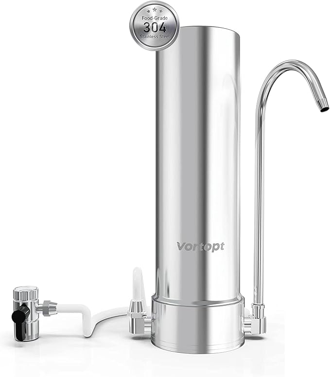 Vortopt F7 Countertop Water Filter System,Rapid Flow,6-8Months or 8000 Gallons Long-Life,5-Stage Filtration- Reduces Chlorine,Heavy Metals,Bad Odors,add Mineral Material-Includes 1 Filter.