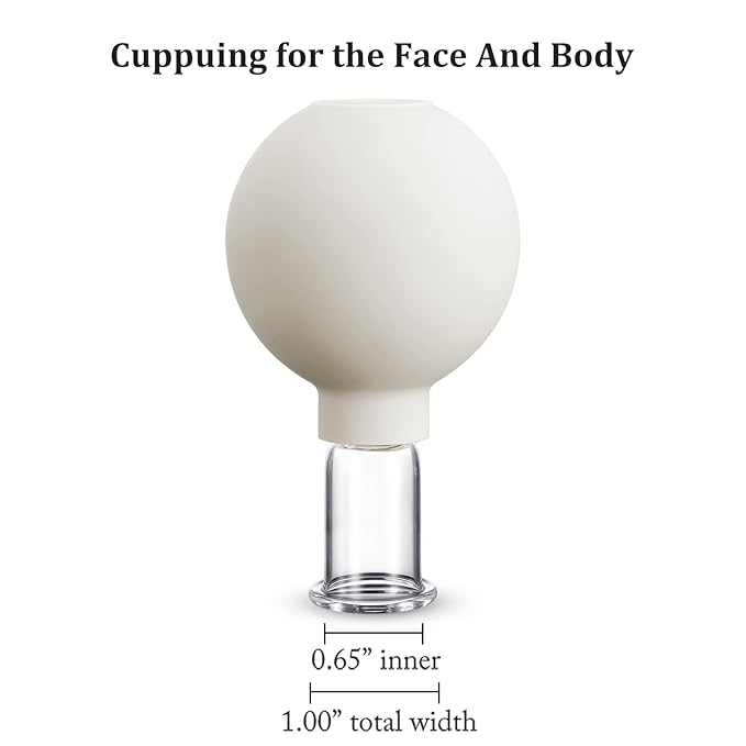 Nuanchu Facial Cupping Cup Glass Face Cup Silicone Cupping Massage Vacuum Suction Mug for Body Face Leg Arm Back Shoulder Muscle and Joint(White,0.65 Inch Diameter)