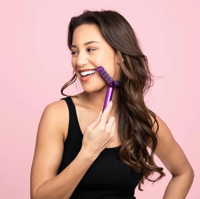 Revolution Roller - Germanium Stone Uplifting Face/Body Beauty Massage Tool/Roller/Wand for Skin Tightening/Firming, De-Puffing, Anti-Aging (Purple)