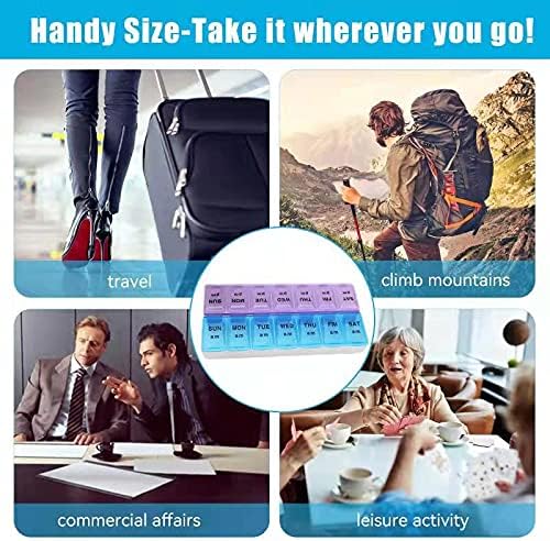 SJK Pill Organizer 2 Times a Day, Weekly Pill Box 2 Per Day, AM PM Pill Case, Day Night Pill Container 7 Day, Vitamin Case Twice a Day
