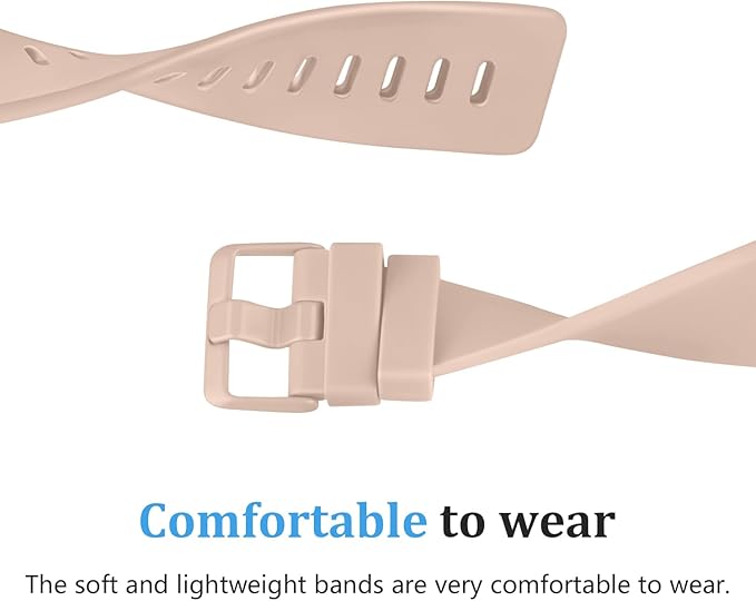 Mugust Sport Bands Compatible with Fitbit Versa 2 / Fitbit Versa/Versa Lite/Versa SE, Classic Soft Silicone Replacement Wristbands Straps for Fitbit Versa 2 Smart Watch Women Men (Large,Apricot Pink)