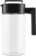 Takeya Airtight Pitcher - Durable BPA-Free Eastman Tritan Odor/Stain-Resistant Leakproof Lid for Iced Tea/Water Easy-Grip Silicone Handle Spill-Free Spout Fridge-Friendly Made in USA 1 Quart/Black
