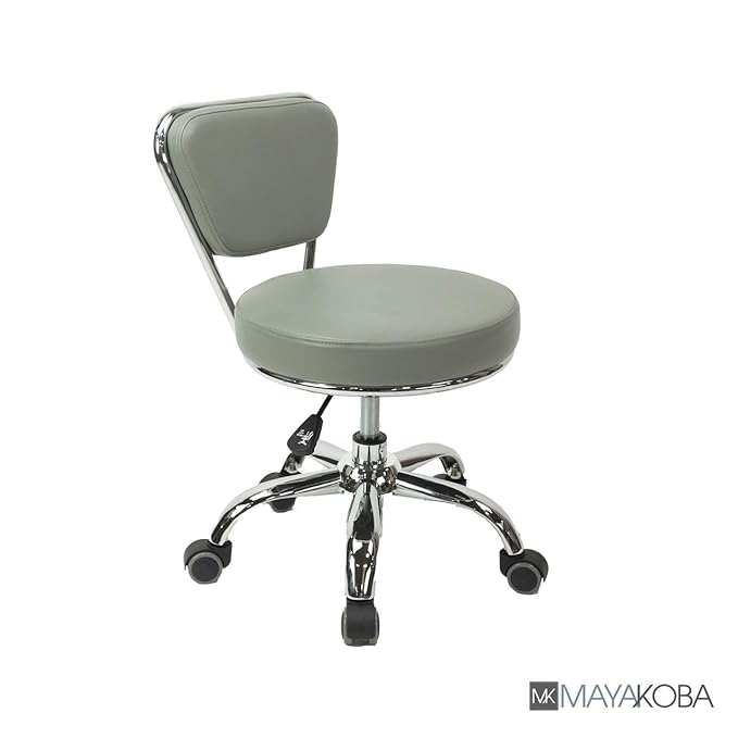 MAYAKOBA Dayton Garage Rolling Seat (Storm Grey) Pneumatic, Short Stool with Adjustable Height 13"-15", Perfect for Garage Task, Home Cleaning, Bathroom Short Seat, Technician Task