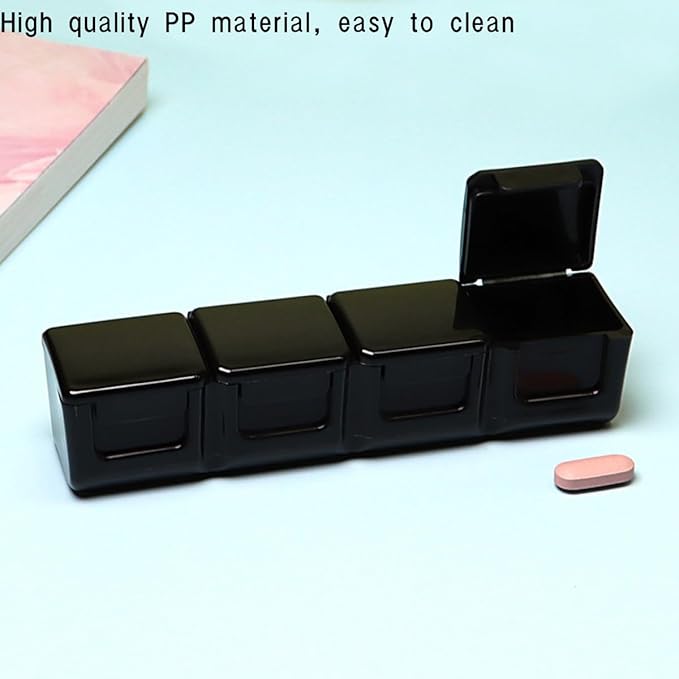 3 Pieces Pill Organizer, 4 Compartments Moisture Proof Pill Box Pocket Purse Portable Travel Vitamin Container Medicine Case