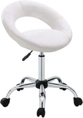 DUHOME Adjustable Swivel Work Stool Task Chairs,White Massage Salon Home Office Facial Spa Medical Chair Stool Backrest Cushion & Wheels