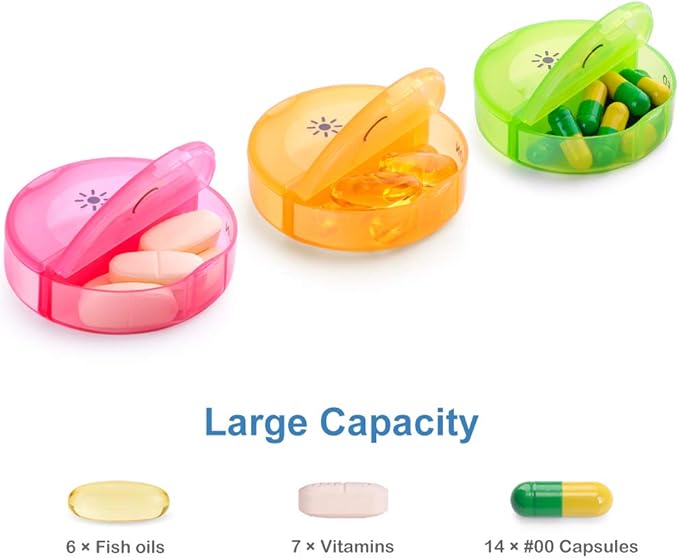 DANYING Large Pill Organizer 2 Times a Day, Weekly Pill Box, AM PM Pill Case, Rainbow Pill Container 7 Day, Twice A Day Vitamin Case