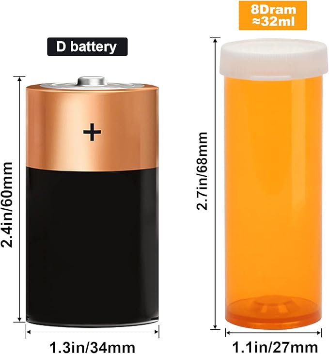 Empty Plastic Pill Bottles with Easy Open Snap Caps (Not Child Resistant), Prescription Medication Vials, Clear Containers Pill Cases Organizers (8 Dram, 12pcs)