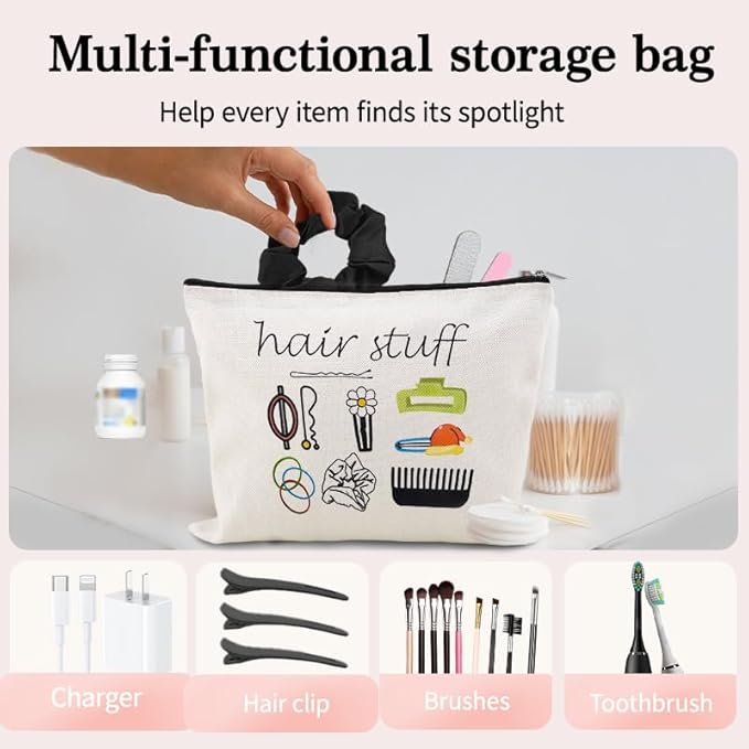 Cosmetic Bag for Hair Accessories Organizer Pouch Birthday Holiday Christmas Gift for Hairstylist Women Toiletry Makeup Bag for Hair Stuff Pouch Travel Bags for Hairdresser Salon Bags for Hair Product