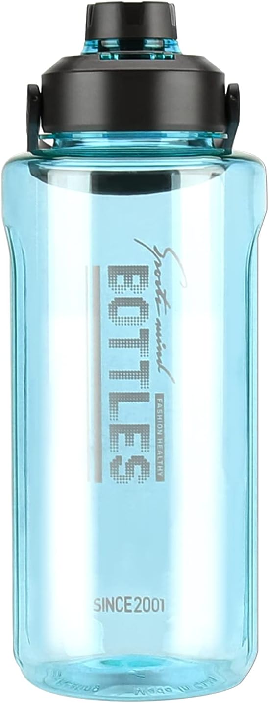 Half Gallon/64oz Water Bottle With Handle, 2L Leak proof BPA Free Fitness Sports Water Jug, Ensure You Drink Enough Water Daily for Gym and Outdoor Sports(Blue)