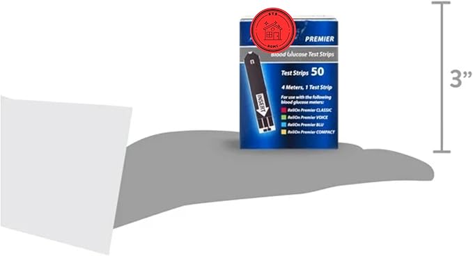 Premier Blood Glucose Test Strips | Blood Glucose Test Strip | Blood Sugar Test Strips | Premier Test Strips 50 Count + STS Sticker.