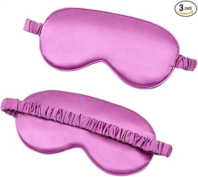 Soft Silk Sleep Eye Masks Lightweight Eye Cover Eyeshade for Night Sleeping with Elastic Strap Purple