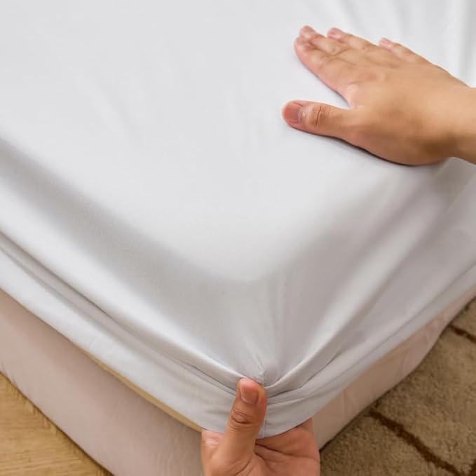 WenBags Waterproof Fitted Bed Sheets,Mattress Protector for Home & Hospital Care Beds, Soft Hospital Bed Sheets with Elastic All Around(1, White, Full)