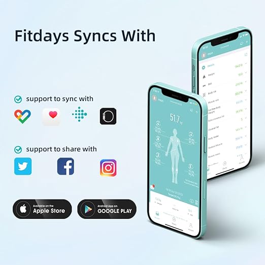 Fitdays Smart Scale for Body Weight and Fat Percentage FSA&HSA Eligible, 8-Electrode Digital Bathroom Scale with BMI, Body Fat & Muscle Mass to 28 Body Composition and Printable Body Analysis Report