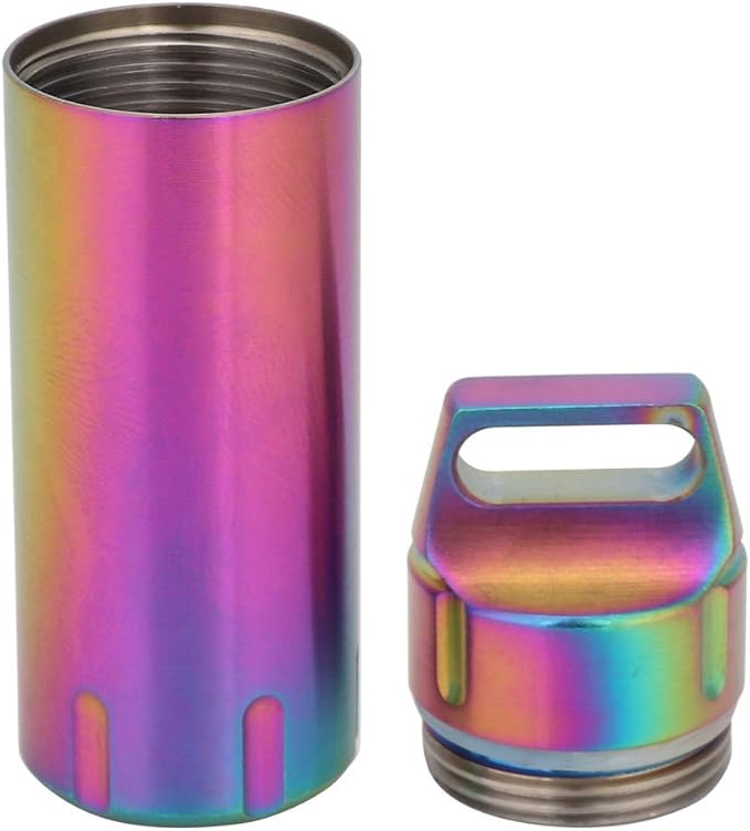 Organizers, Portable Box Case Stainless Steel Pills Case Container Bottles Keychain for Women Man Elderly Outdoor Sports Travel Holder (Colorful)