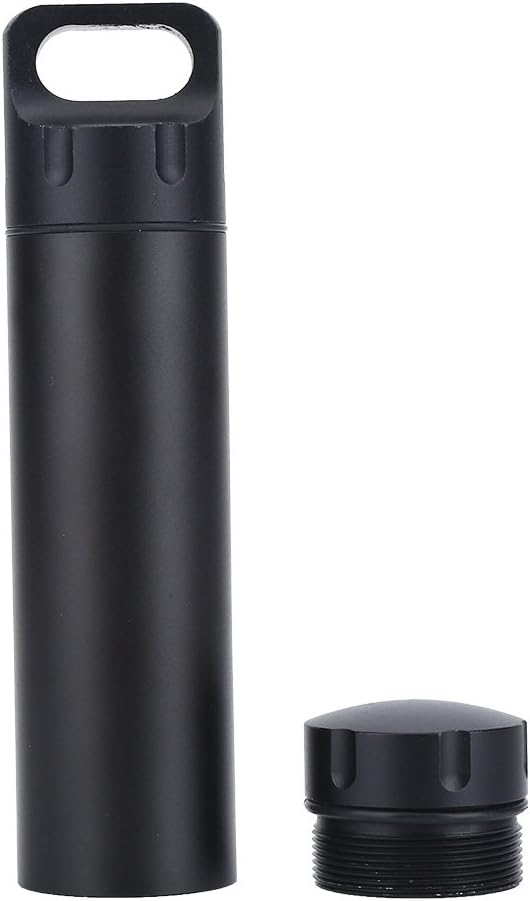 Milltrip Aluminum Alloy Container, Metal Holder Bottle Outdoor Single Chamber Storage Box Mini Container (Black)