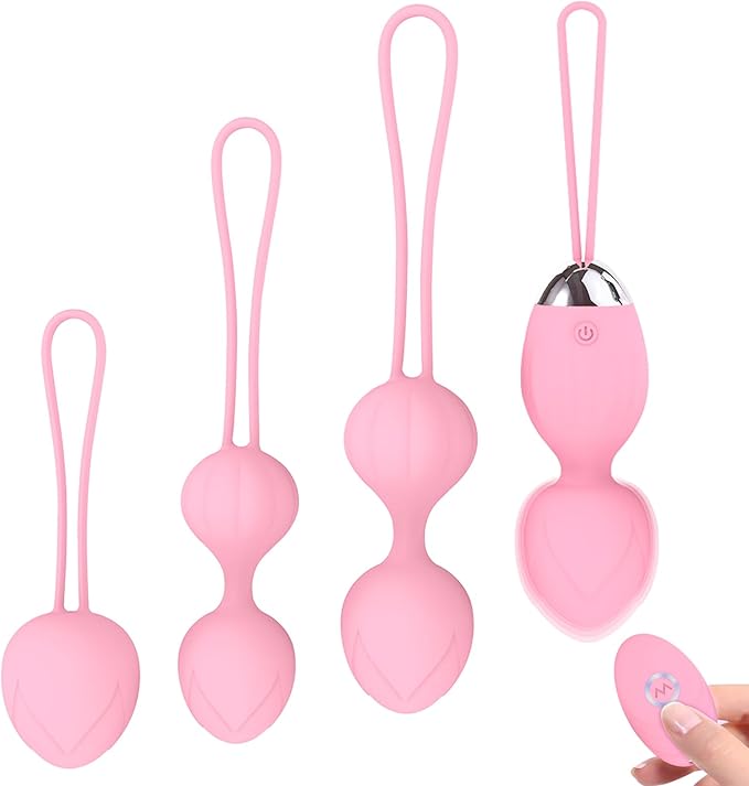 4 Kegel Balls for Women Tightening Exercise Set, Different Kegel Weights for Pelvic Floor Muscle, Pelvic Floor Trainer System for Beginners & Advance (Pink)