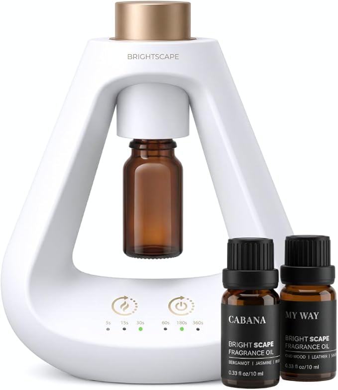 Apex Starter Set — Waterless Aromatherapy Diffuser + 2 Fragrance Oils | Cold Air Nebulizing | Cabana & My Way 0.33 fl oz| No Water No Heat | Pristine White