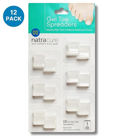 NatraCure Gel Toe Spacers - Helps with Bunions, Corns, Blisters, Rubbing & Overlapping Toes - Toe Separators for Women & Men to Correct Toes - 12 Pack