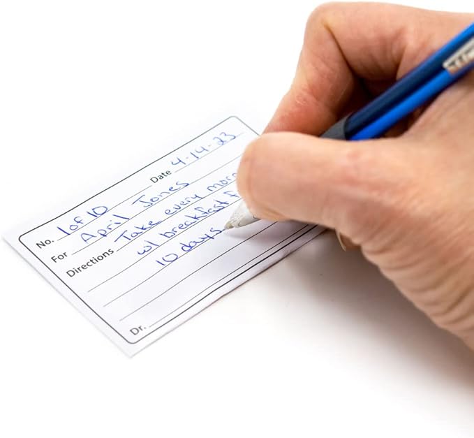 Peel and Seal Printed Pill Envelopes, 3.5" x 2.5", Easy-to-Fill Design, Secure Resealable Closure, Fits Various Medication Sizes (White/Blue/Yellow, 300 Pack)