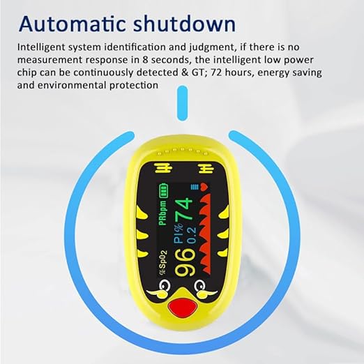 Kids Pulse Oximeter – Pediatric Pulse Oximeter for Children and Infants, Cute Mini Portable Oxygen Monitor Fingertip with OLED Display, Baby Oxygen Monitor for Home and Travel, USB-C Rechargeable Design-yellow