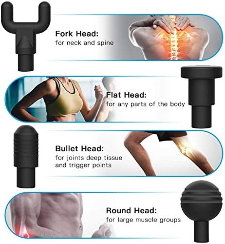 Deep Tissue Massage Gun with 4 Interchangeable Heads, Portable Percussion Muscle Massager for Athletes Pain Relief