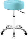 Rolling Adjustable Stool with Wheels for Work Medical Tattoo Salon Office,Swivel Desk Esthetician Hydraulic Stool Chair (Cyan)