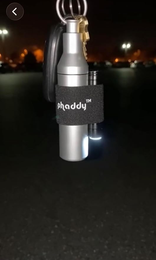 phaddy™ Keychain Pill Holder – 100% Waterproof Aluminum Storage Capsule with Band, EDC Mini Container for Pills, Vitamins, Cash & Essentials (Silver, Standard)