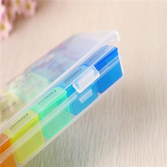 Weekly Pill Organizer, 3 Times a Day, 7-Day Pill Box, Portable Travel Prescription Pill Case Dispenser, Vitamin Fish Oil Compartments Container, Daily Calcium DHA Supplement Holder Reminder