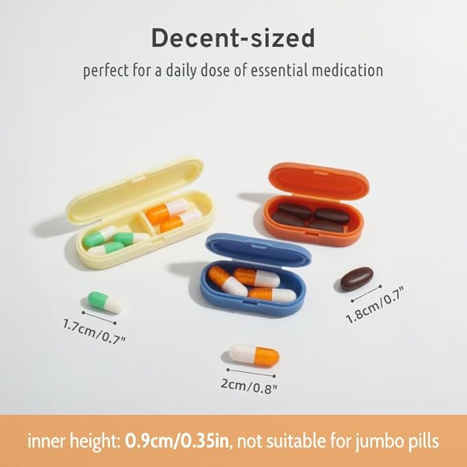 4pc Mini Pill Case for Purse, Tiny Pill Box for Pocket, Very Small Pill Dispenser, Extra Slim Pill Holder, Super Thin Magnetic Pill Pod (1 Compartment)