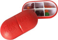 Healifty 6-Compartment Medicine Organizer Red Pp Abs Child-Friendly Portable Daily Pill Box for Travel Home