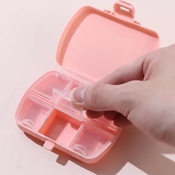 2 Pack Travel Pill Organizer, 6 Compartments Daily Pill Case, Compact Medicine Vitamin Container, Portable Small Pill Box for Purse or Pocket